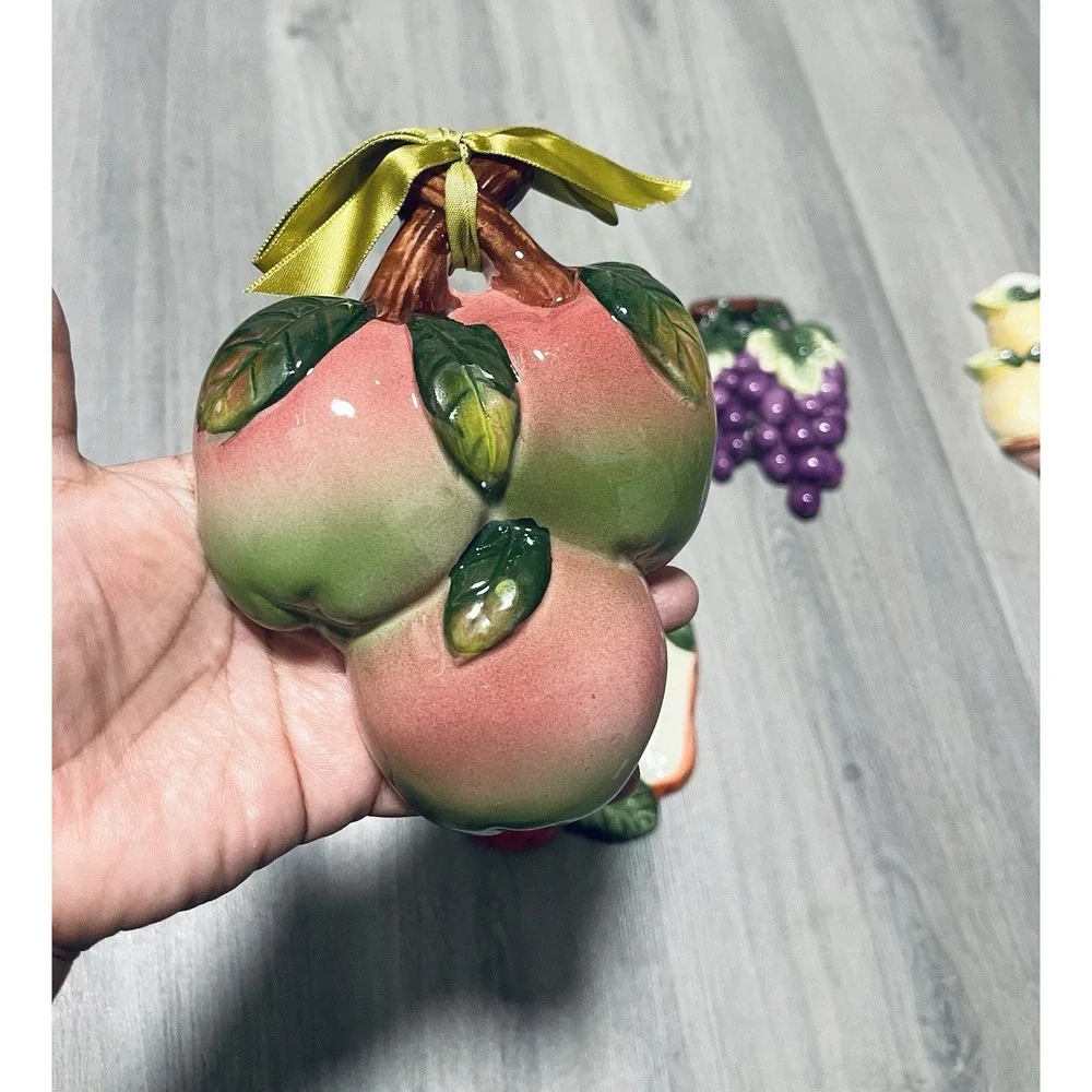Set Of Five Vintage Hanging Kitchen, Fruits,‎ And Vegetable Decor